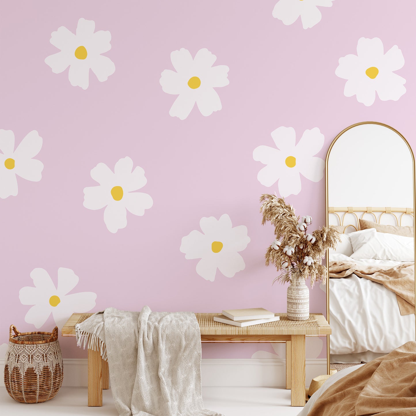 Friendly Flowers Wallpaper Mural - Lilac