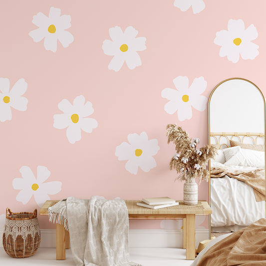 Friendly Flowers Wallpaper Mural - Pink