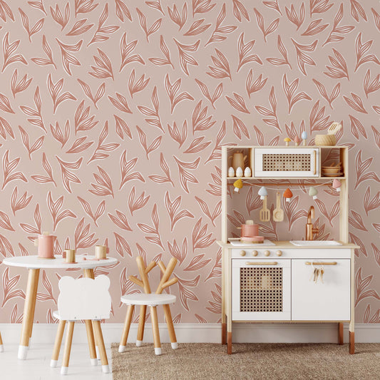 Sprigs Wallpaper - Rose Pink
