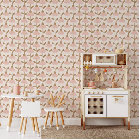 Garden Cosmos Wallpaper - Blush Bronze