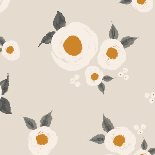 Oversized Roses Wallpaper - Tan