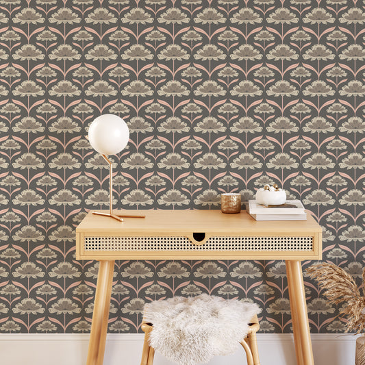 Vintage Peonies Wallpaper - Mocha