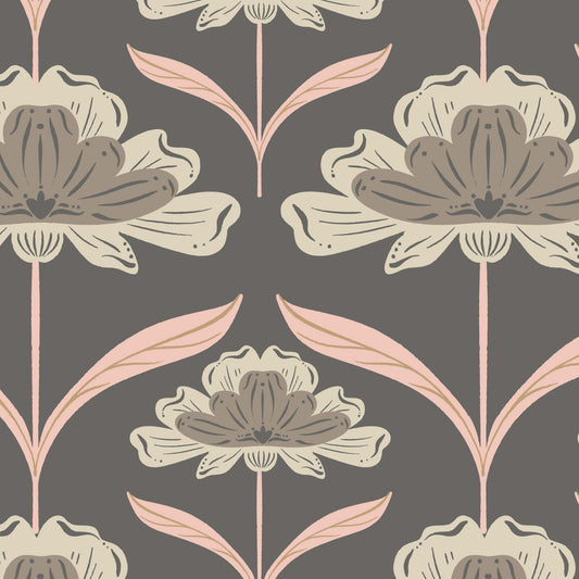 Vintage Peonies Wallpaper - Mocha