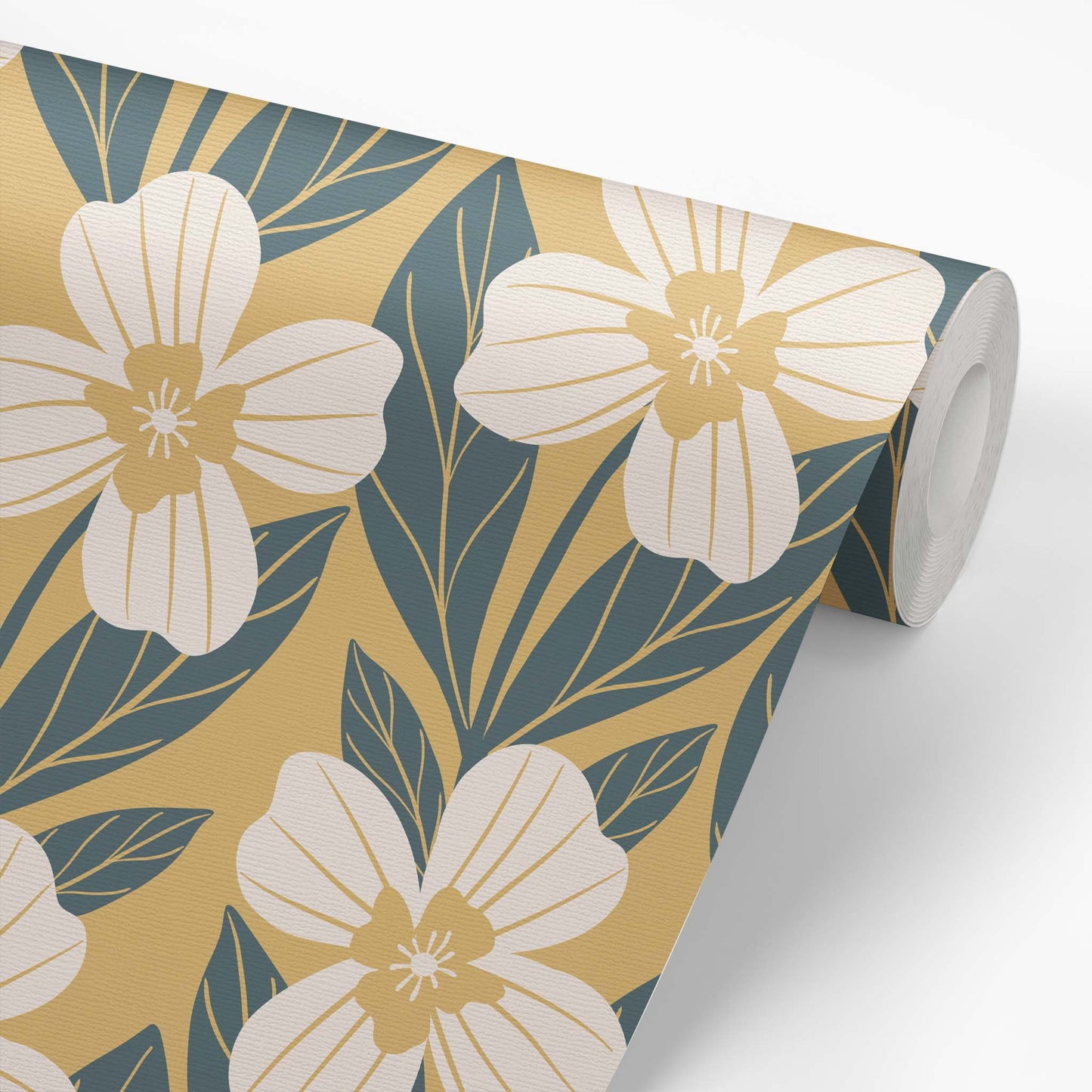 Garden Poppies Wallpaper - Cream and Ochre