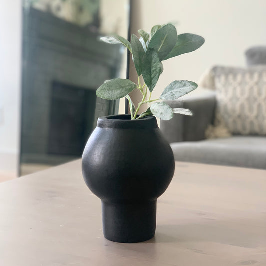 Lenia Black Terracotta Vase