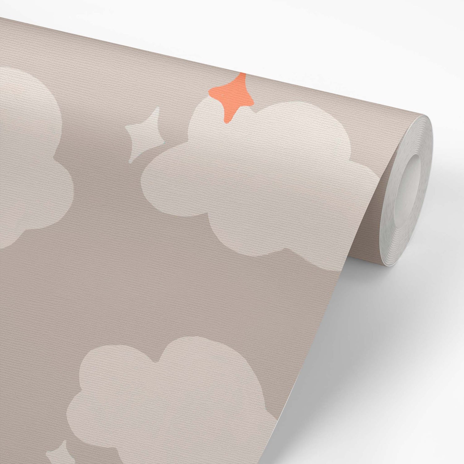 Wallpaper panel featuring Iris + Sea In the Clouds- Neutral with a cloud pattern 