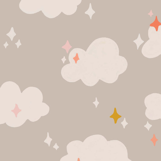 Close up featuring Iris + Sea In the Clouds- Neutral with a cloud pattern