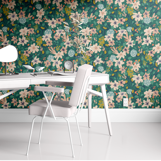 Bold Floral Wallpaper - Emerald – Ayara Home