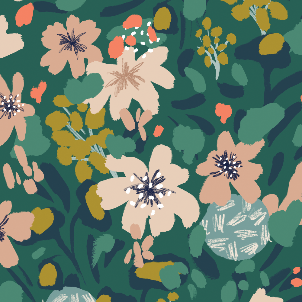 Bold Floral Wallpaper - Emerald