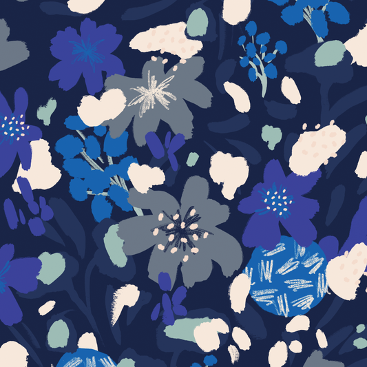 Bold Floral Wallpaper - Indigo