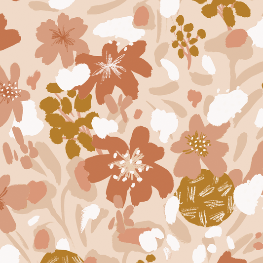 Bold Floral Wallpaper - Terracotta