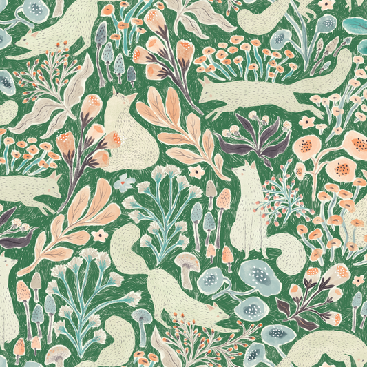 Fox Friends Wallpaper - Emerald