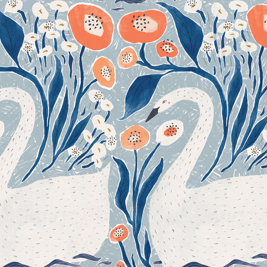 Swan Garden Wallpaper - Ink