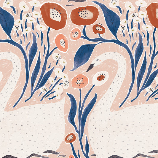 Swan Garden Wallpaper - Rose
