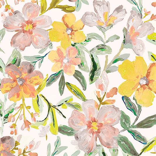 Close up featuring Iris + Sea Layne Floral- Neutral Peel and Stick Wallpaper - a floral pattern