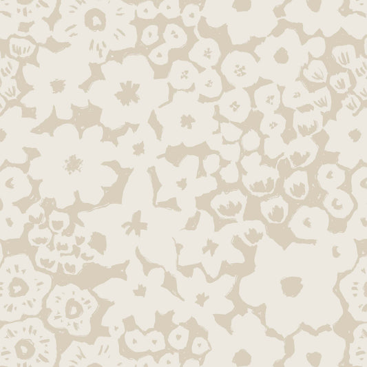 Close up featuring Iris + Sea Leah Simple Floral- Sand Peel and Stick Wallpaper - a floral pattern