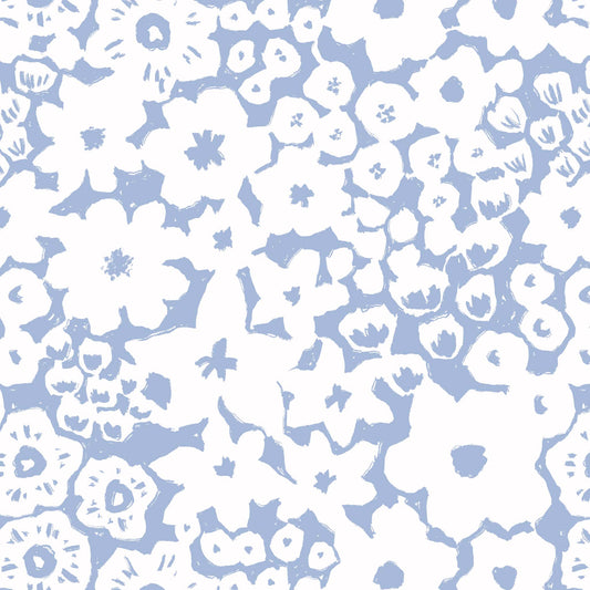Close up featuring Iris + Sea Leah Simple Floral- Blue Peel and Stick Wallpaper - a floral pattern