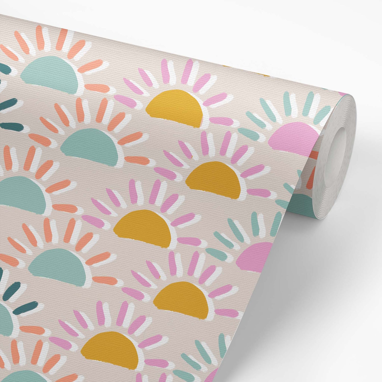 Wallpaper panel featuring Iris + Sea Little Sunshine- Multi a colorful sun pattern