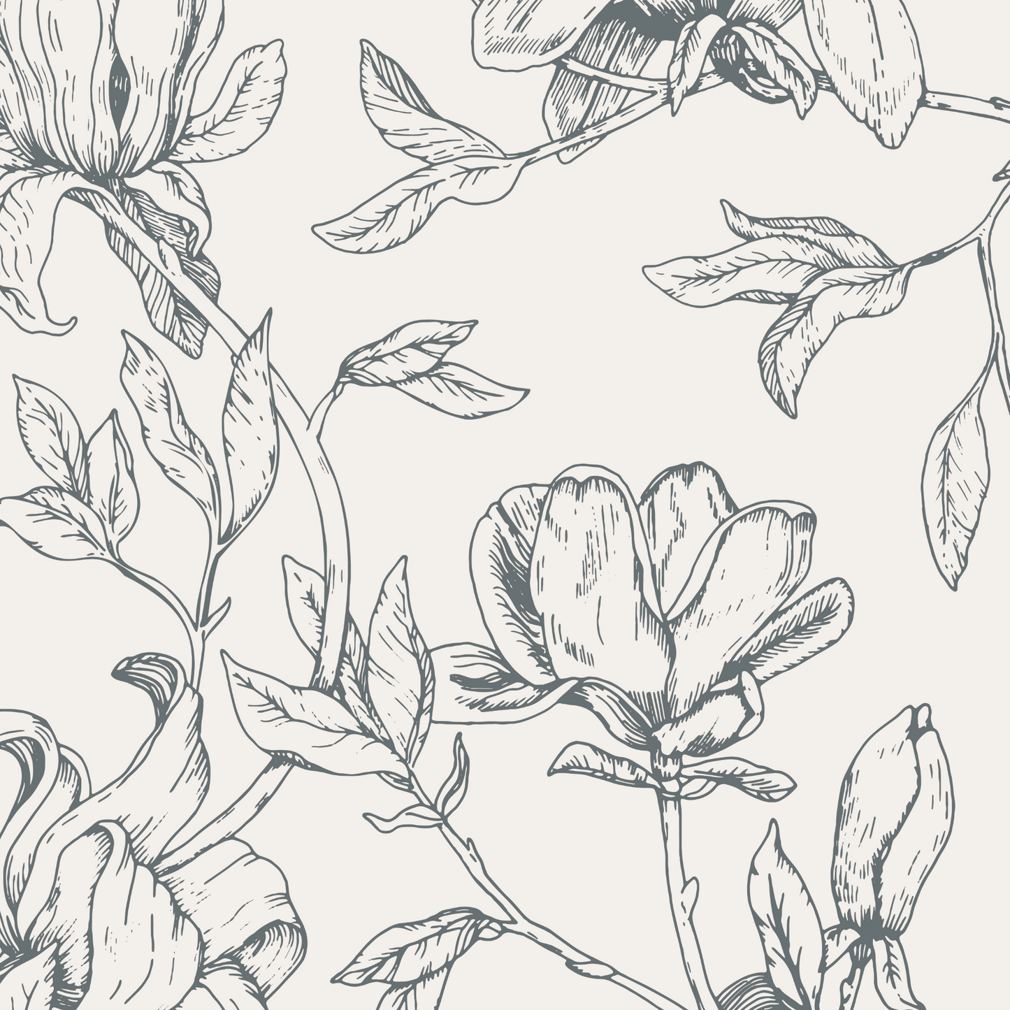 Magnolia Wallpaper - Monochrome