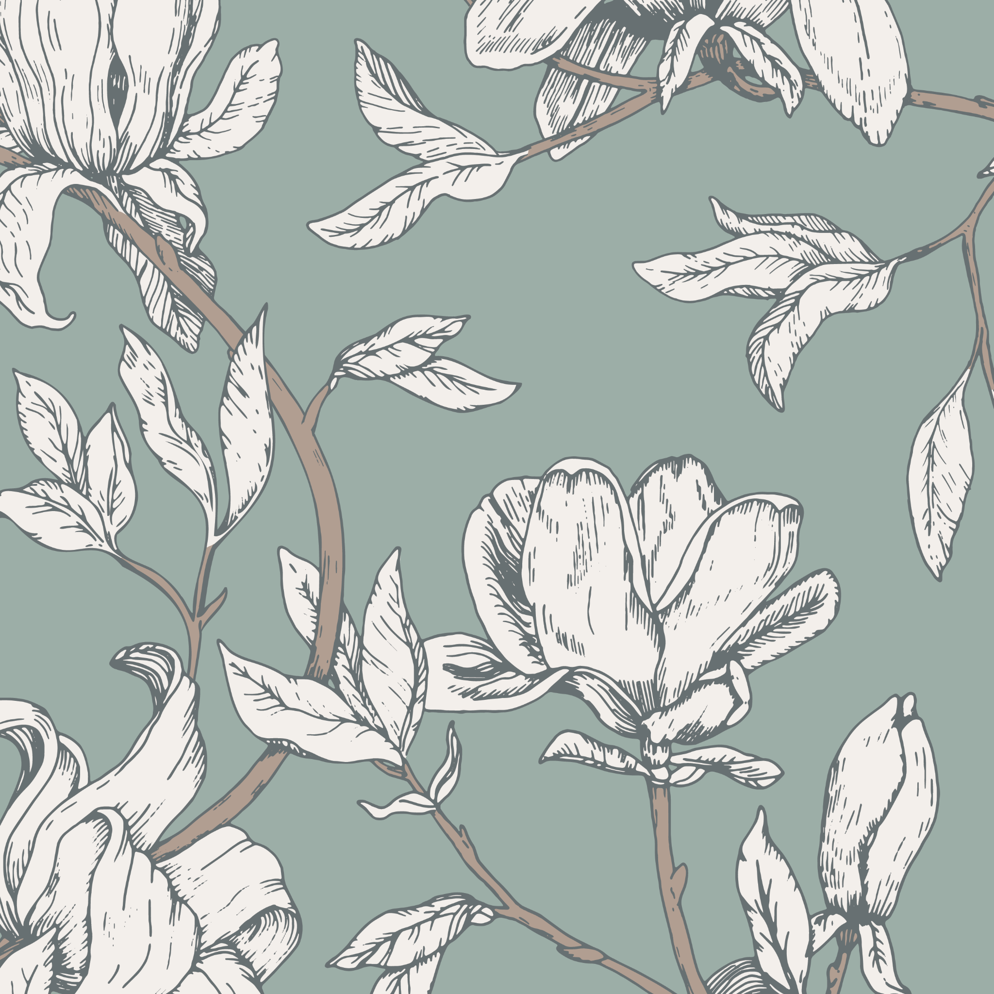 Magnolia Wallpaper - Sage – Ayara Home