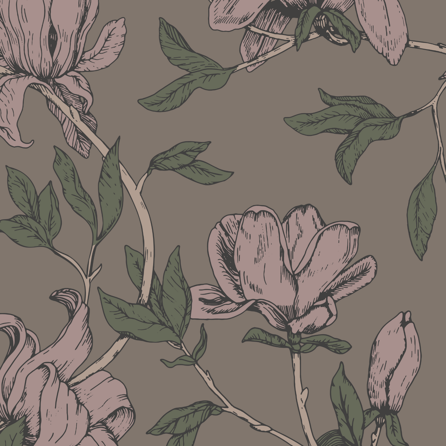 Magnolia Wallpaper - Taupe