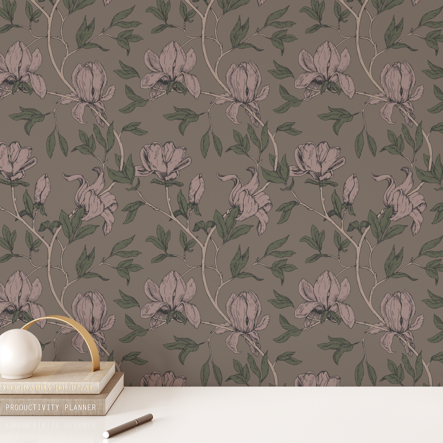 Magnolia Wallpaper - Taupe