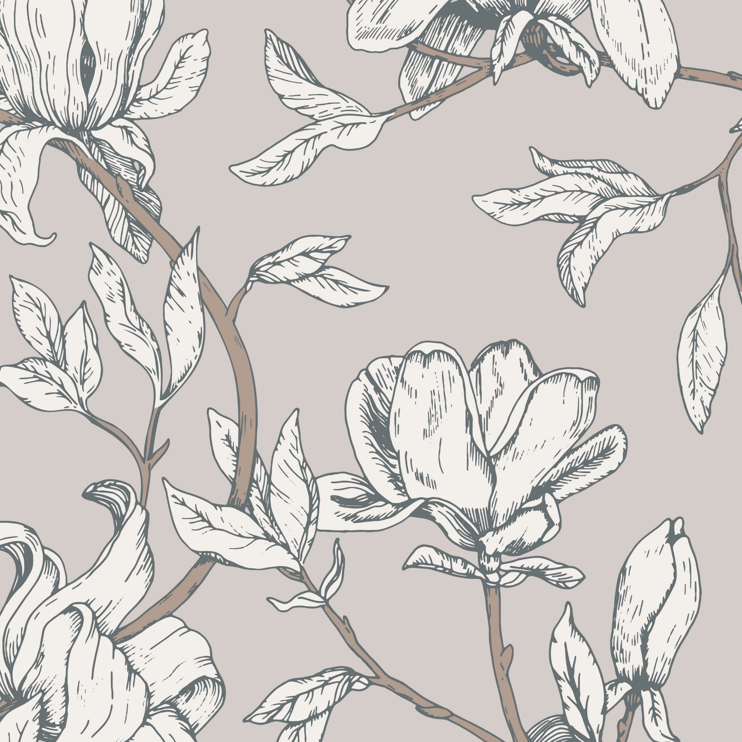 Magnolia Wallpaper - Warm Greige