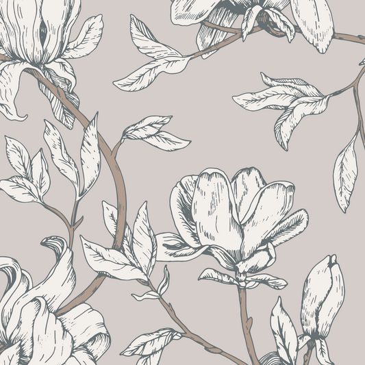 Magnolia Wallpaper - Warm Greige