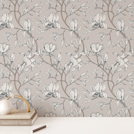 Magnolia Wallpaper - Warm Greige