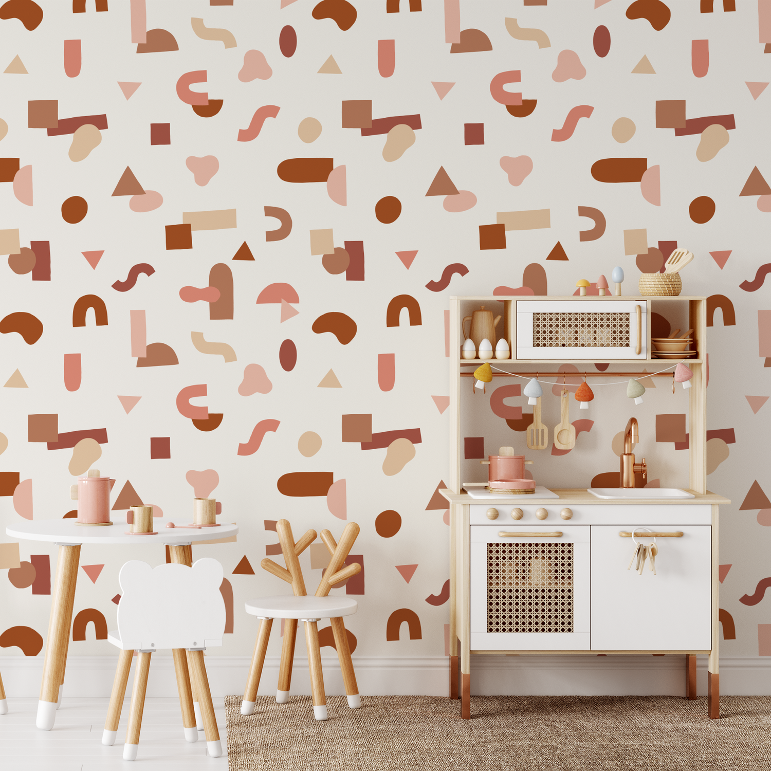 Playful Planets Wallpaper in Warm Tones on Navy  I Love Wallpaper