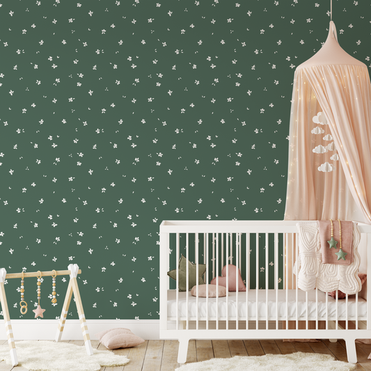 Tiny Floral Wallpaper - Green