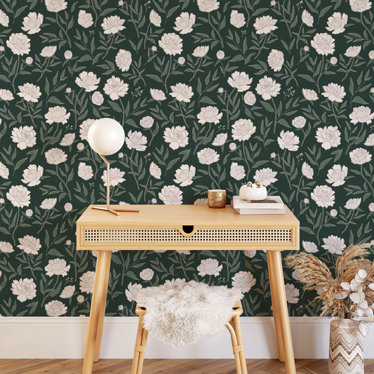 Peony Wallpaper - Green