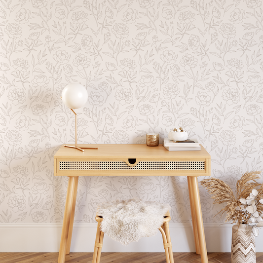 Peony Wallpaper - Taupe