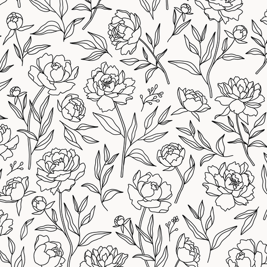 Peony Wallpaper - Black