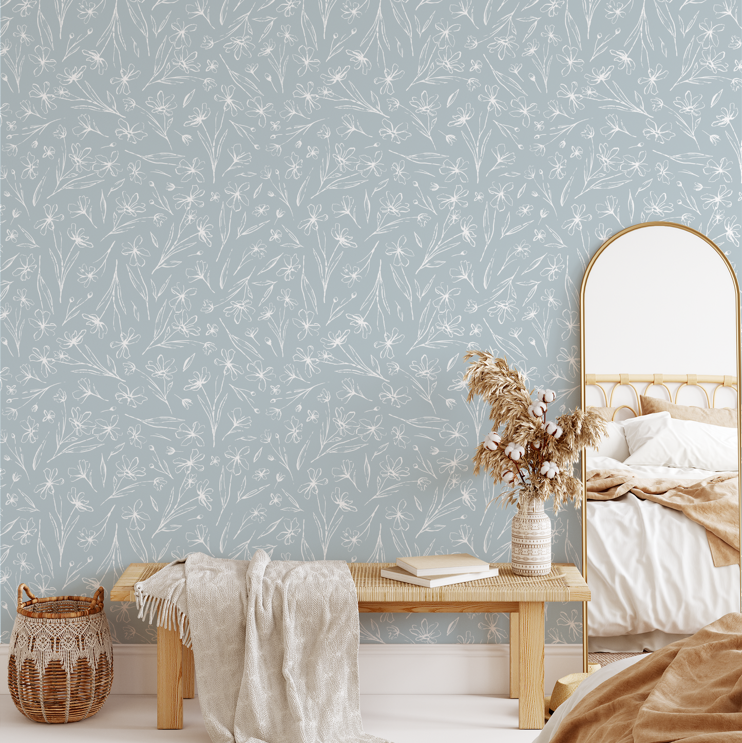Ditsy Floral Wallpaper - Blue