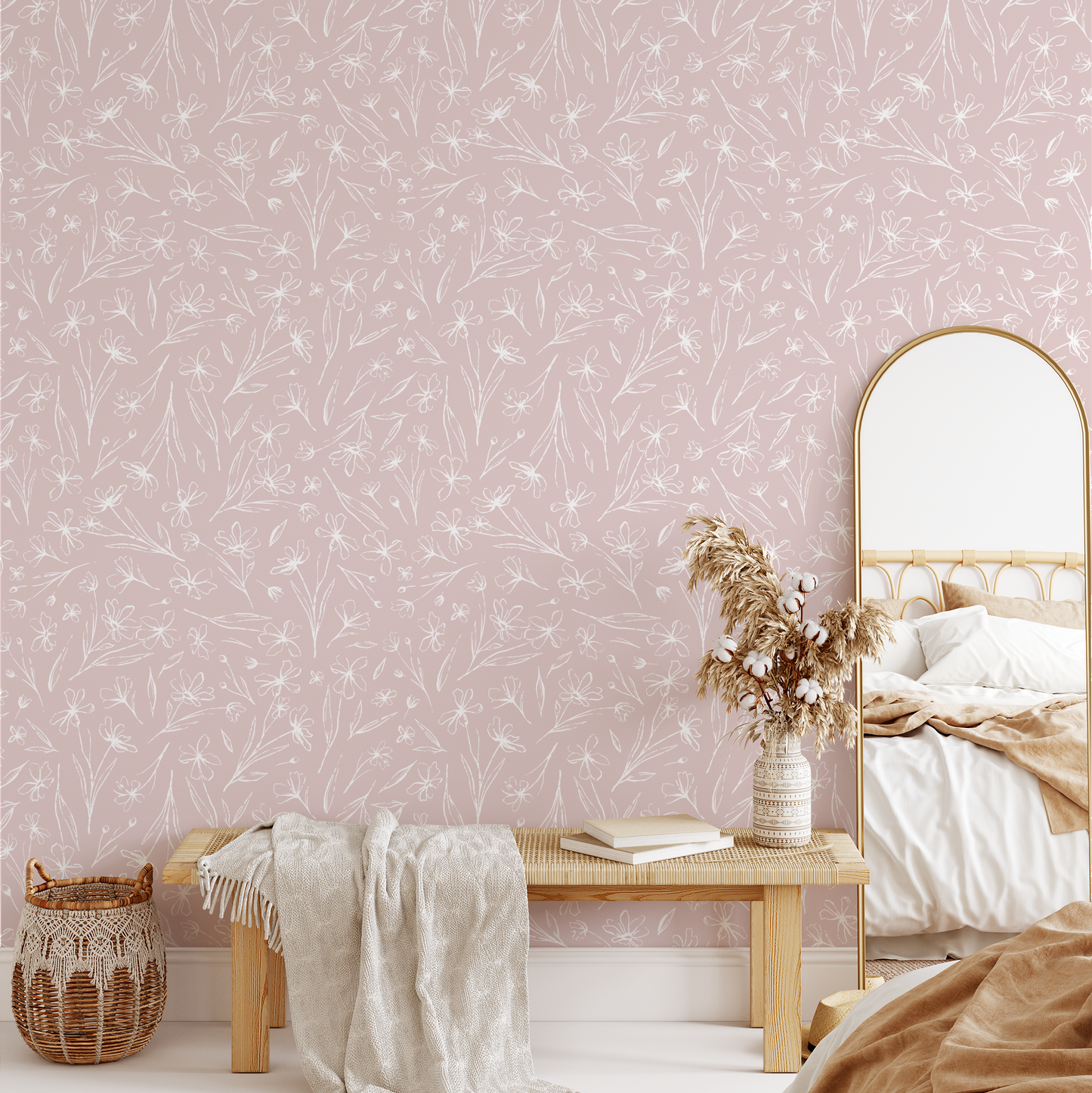 Ditsy Floral Wallpaper - Blush