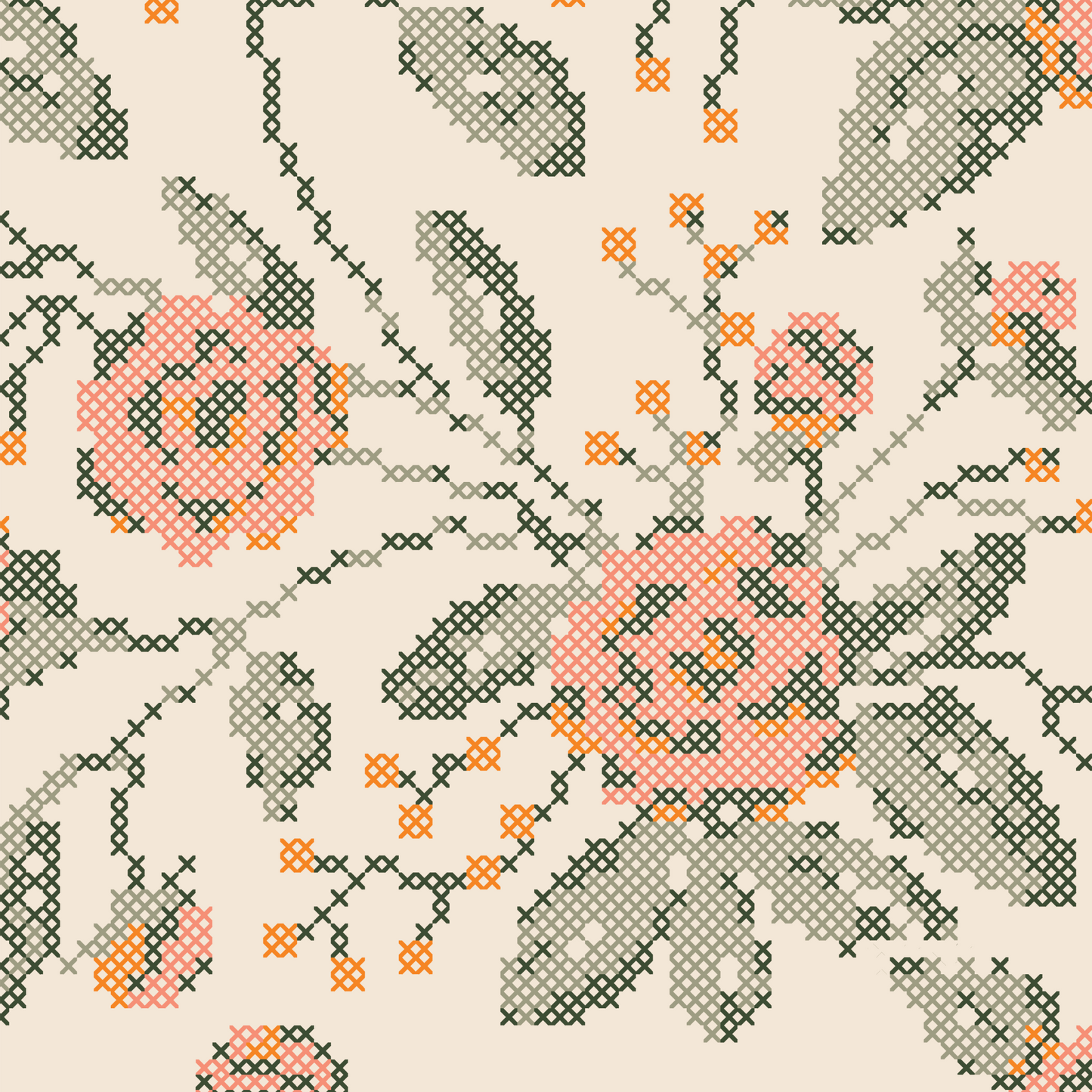 Cross Stitch Flowers Wallpaper - Spring