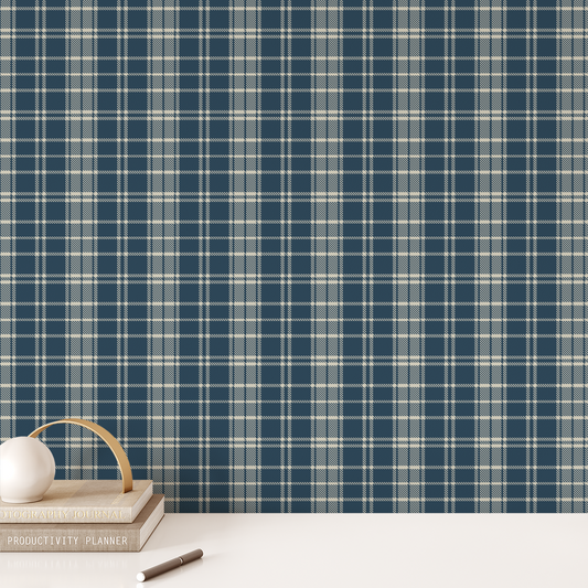 Classic Plaid Wallpaper - Blue