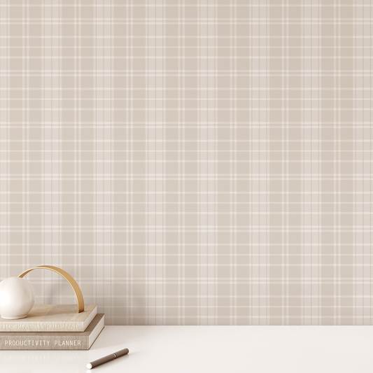 Classic Plaid Wallpaper - Latte