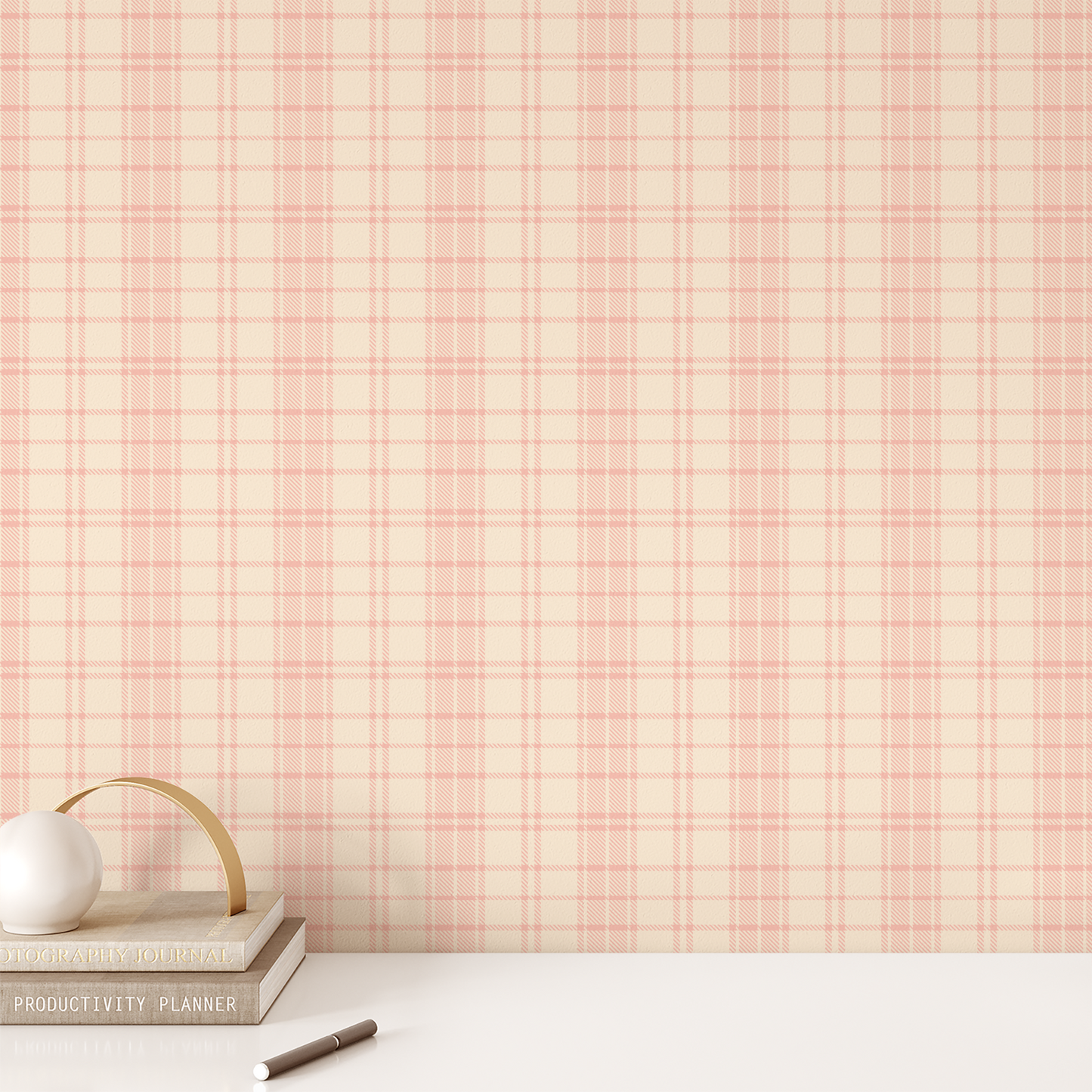 Classic Plaid Wallpaper - Pink and Ivory – Ayara Home