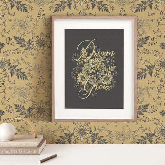 Dream and Grow Art Print - Charcoal