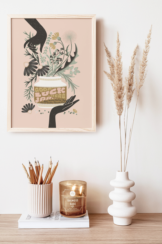 Good Luck Jar Art Print - Blush