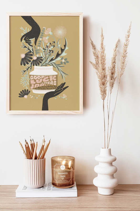 Good Luck Jar Art Print - Yellow