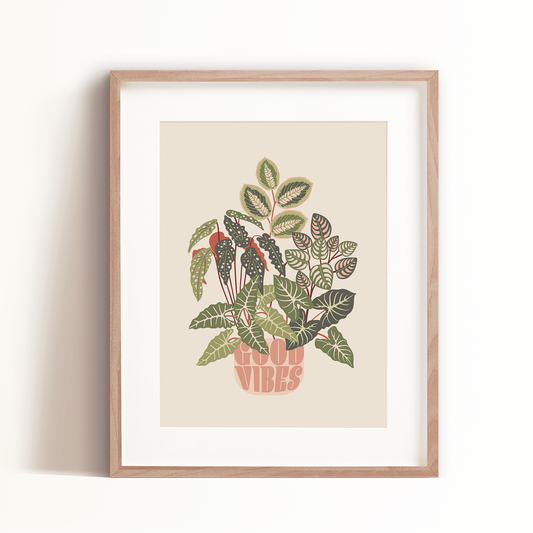 Good Vibes Art Print - Tan