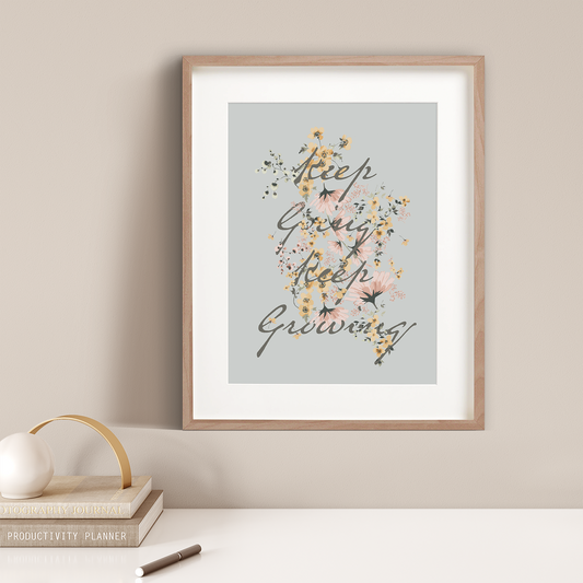 Keep Going Art Print - Gray Blue