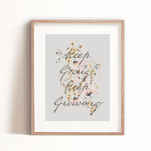 Keep Going Art Print - Gray Blue