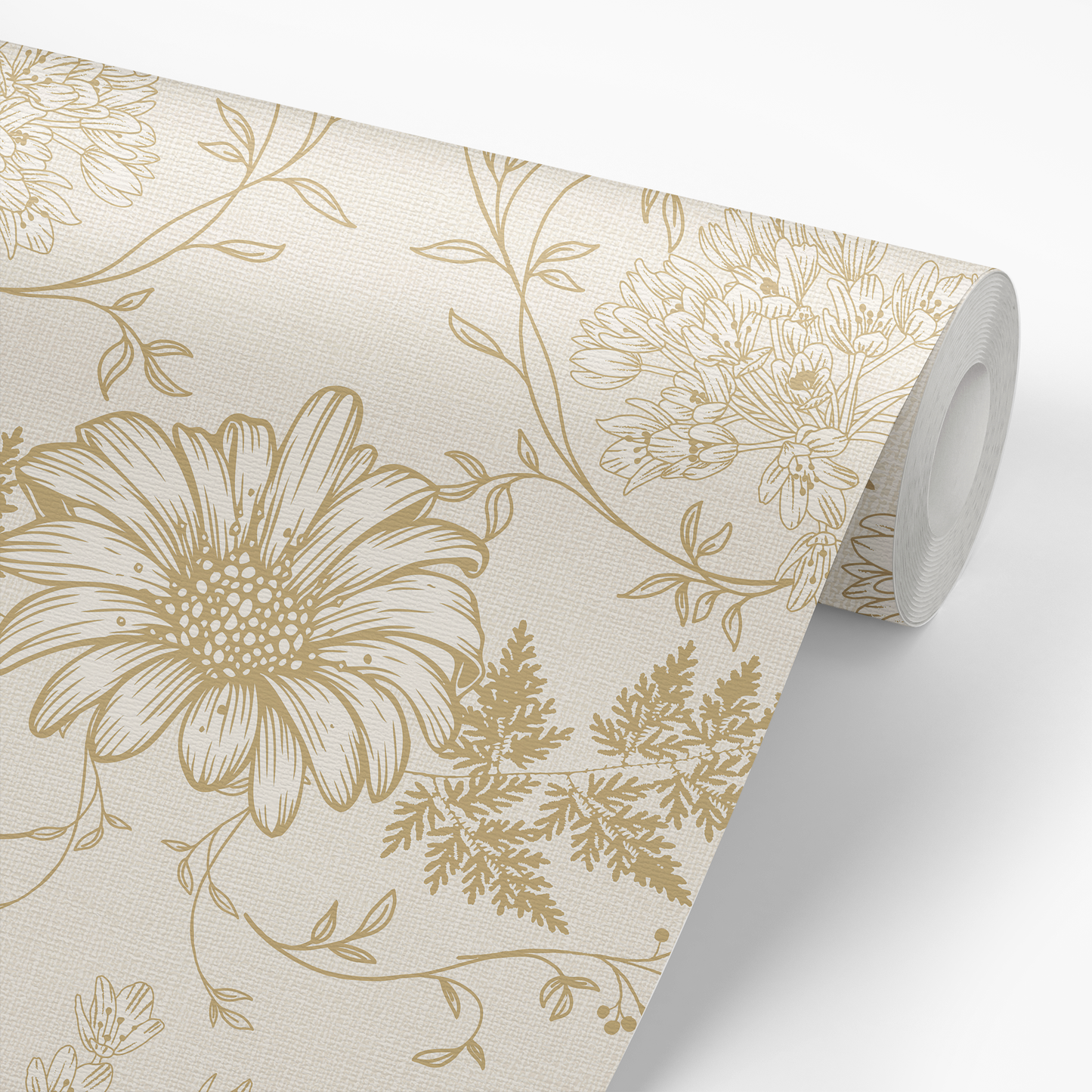 Toile Flowers Wallpaper - Tan