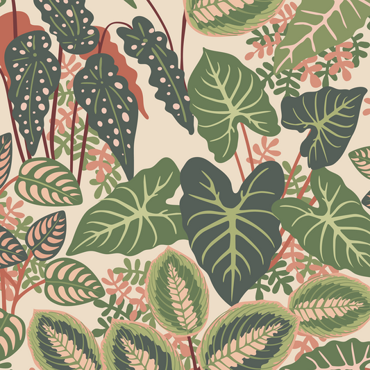 Tropical Leaves Wallpaper - Tan