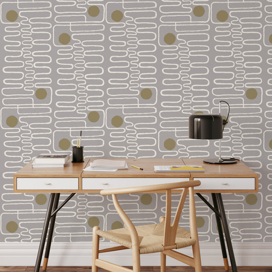 Circle Squiggle Wallpaper - Gray