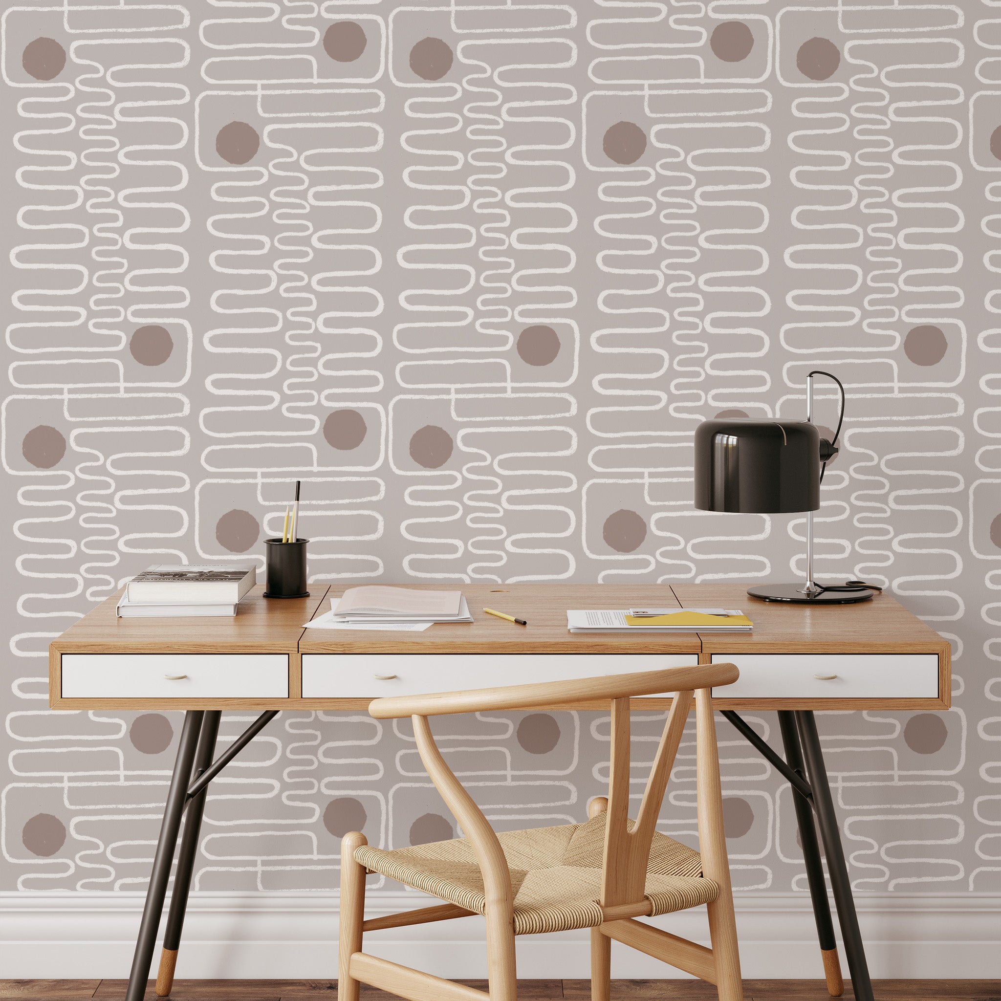 Circle Squiggle Wallpaper - Mocha – Ayara Home
